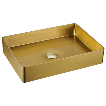 23-5/8" Vessel Stainless Steel Bathroom Sink In Gold