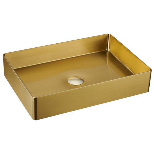 23-5/8" Vessel Stainless Steel Bathroom Sink In Gold