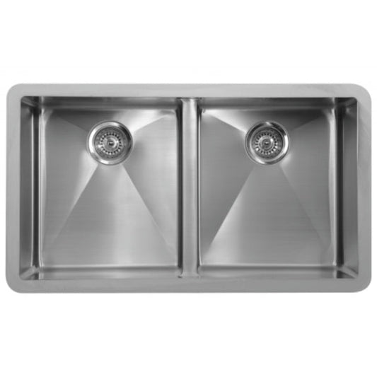 33-7/8" Seamless Undermount Double Equal Bowl Stainless Steel Kitchen Sink