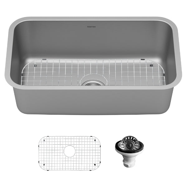 Profile 30" Undermount 16 Gauge Single Bowl Stainless Steel Kitchen Sink with Accessories