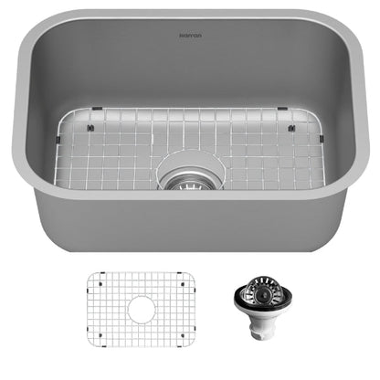 Profile 23" Undermount 16 Gauge Single Bowl Stainless Steel Kitchen Sink with Accessories