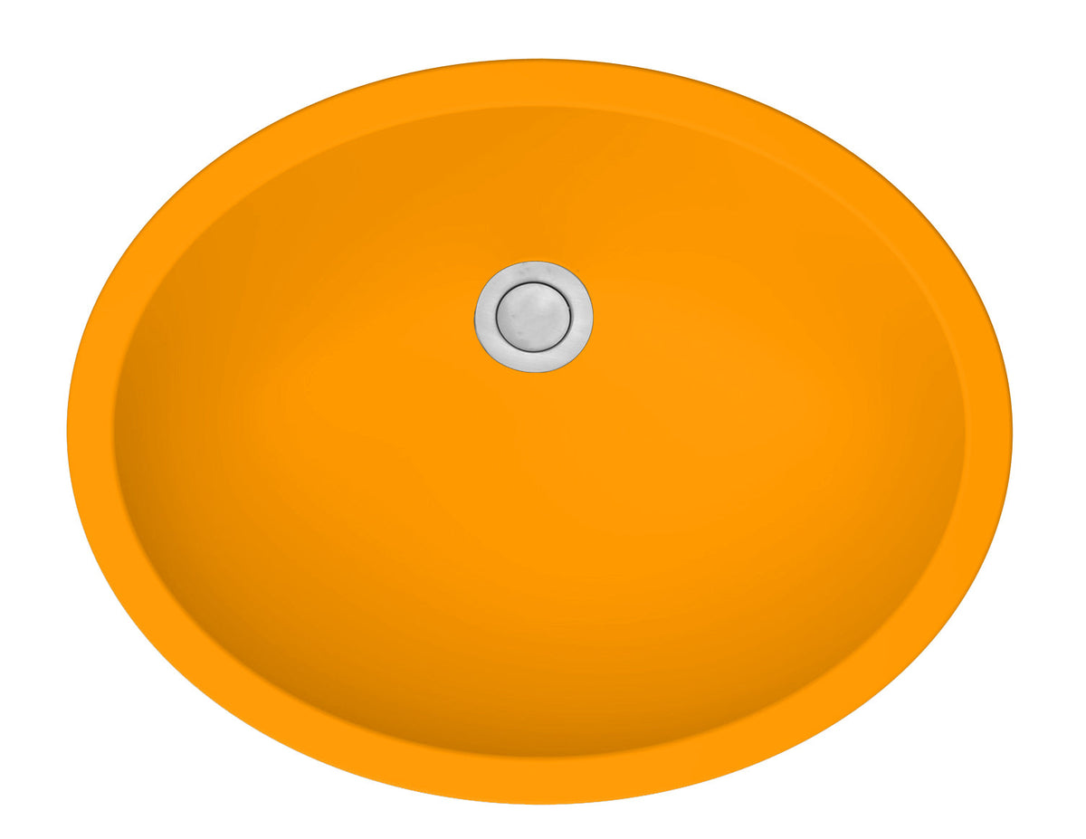 19" Seamless Undermount Quartz Composite Bathroom Sink In Orange