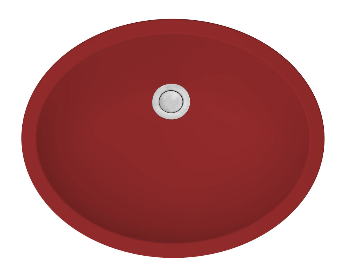 19" Seamless Undermount Quartz Composite Bathroom Sink In Red