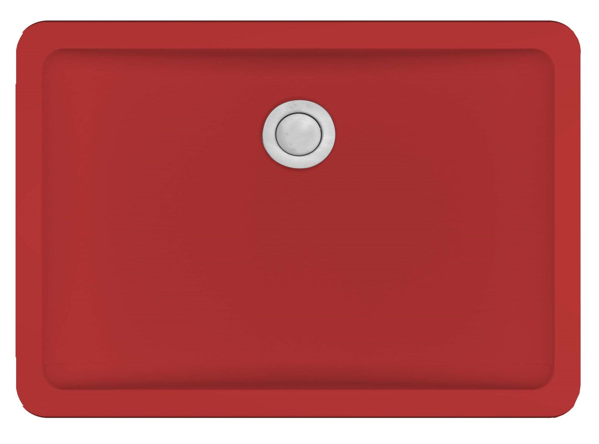 20" Seamless Undermount Quartz Composite Bathroom Sink In Red