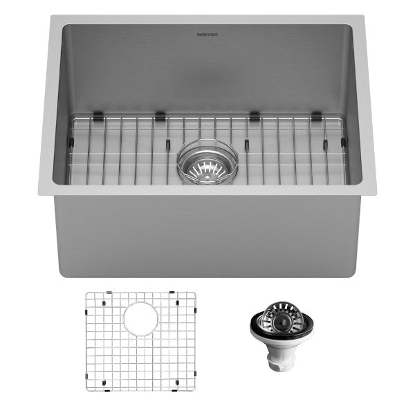 Select 21" Undermount 16 Gauge Single Bowl Stainless Steel Kitchen Sink with Accessories