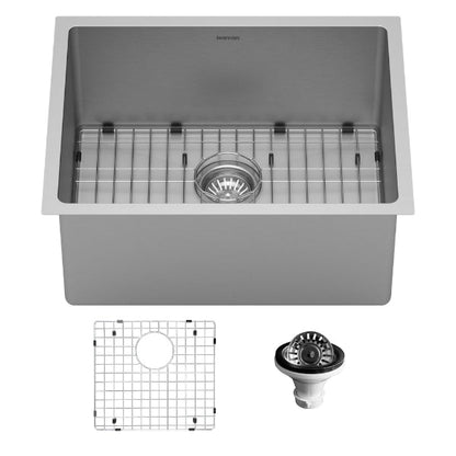 Select 21" Undermount 16 Gauge Single Bowl Stainless Steel Kitchen Sink with Accessories