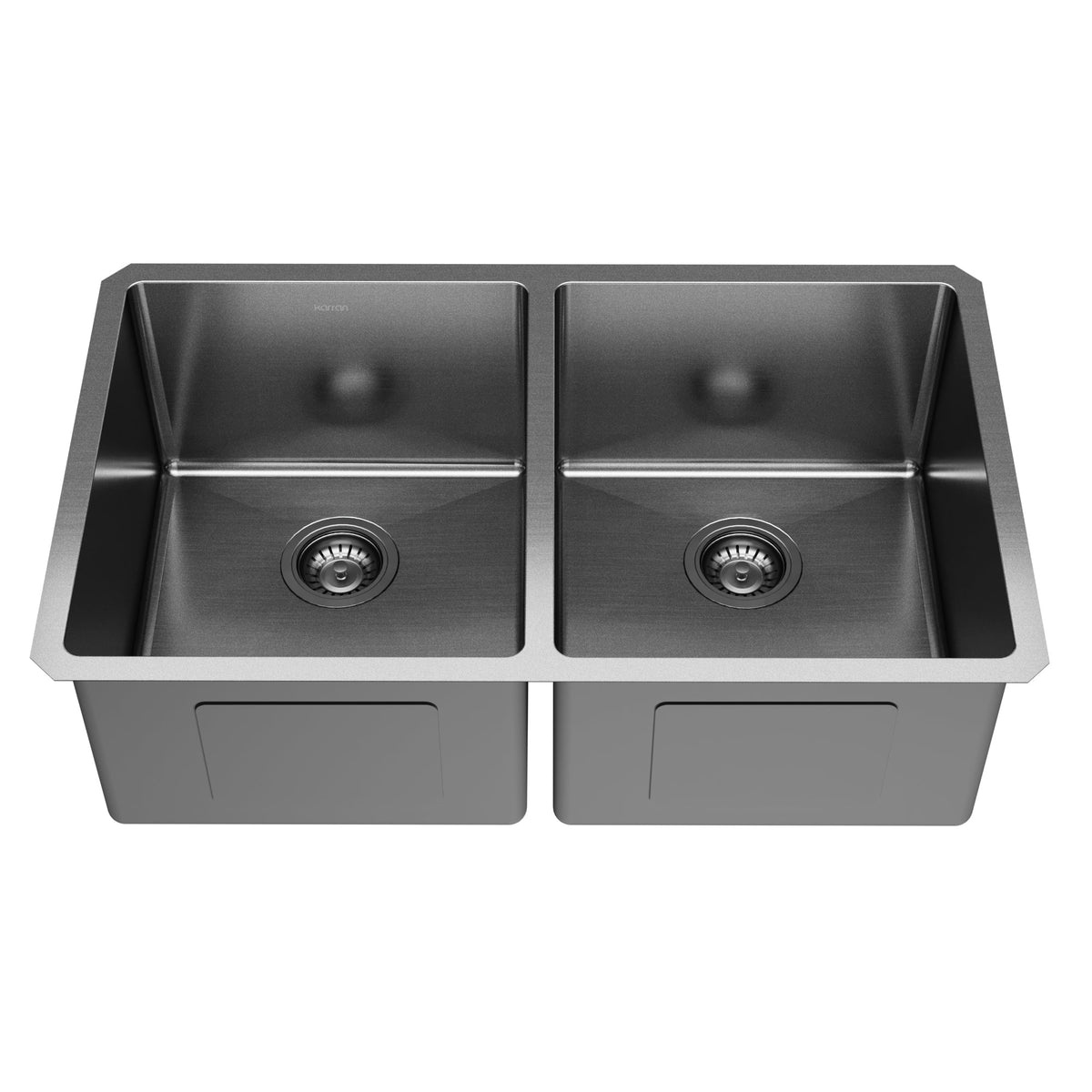 Elite 32" Undermount 16 Gauge Stainless Steel Double Bowl Kitchen Sink In Gunmetal Black