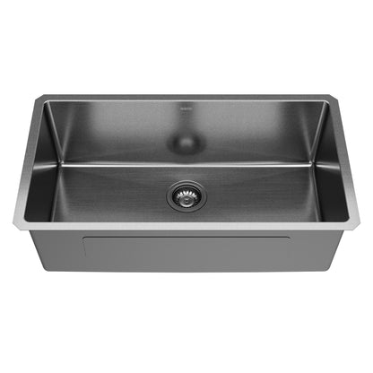Elite 32" Undermount 16 Gauge Single Bowl Stainless Steel Kitchen Sink In Gunmetal Black