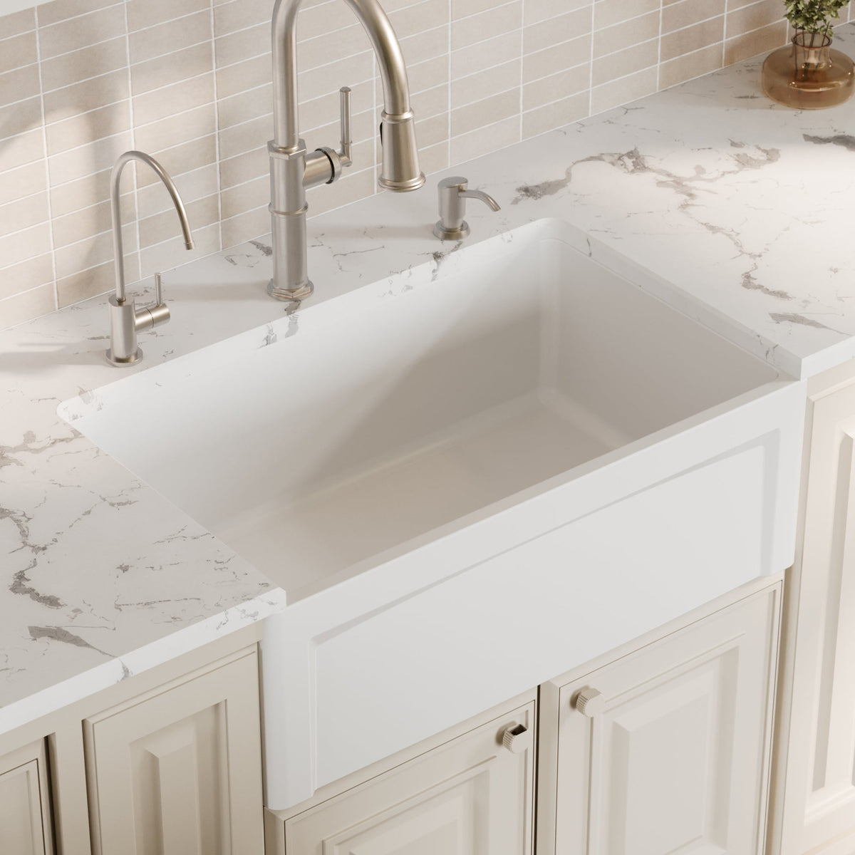 Fireclay 30" Reversible Apron Front Single Bowl Kitchen Sink In White