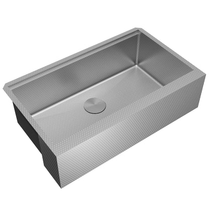 Matrix 33" Farmhouse Workstation 16 Gauge Single Bowl Stainless Steel Kitchen Sink with Accessories