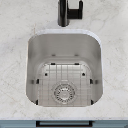 Profile 15" Undermount 16 Gauge Stainless Steel Single Bowl Bar Sink with Accessories
