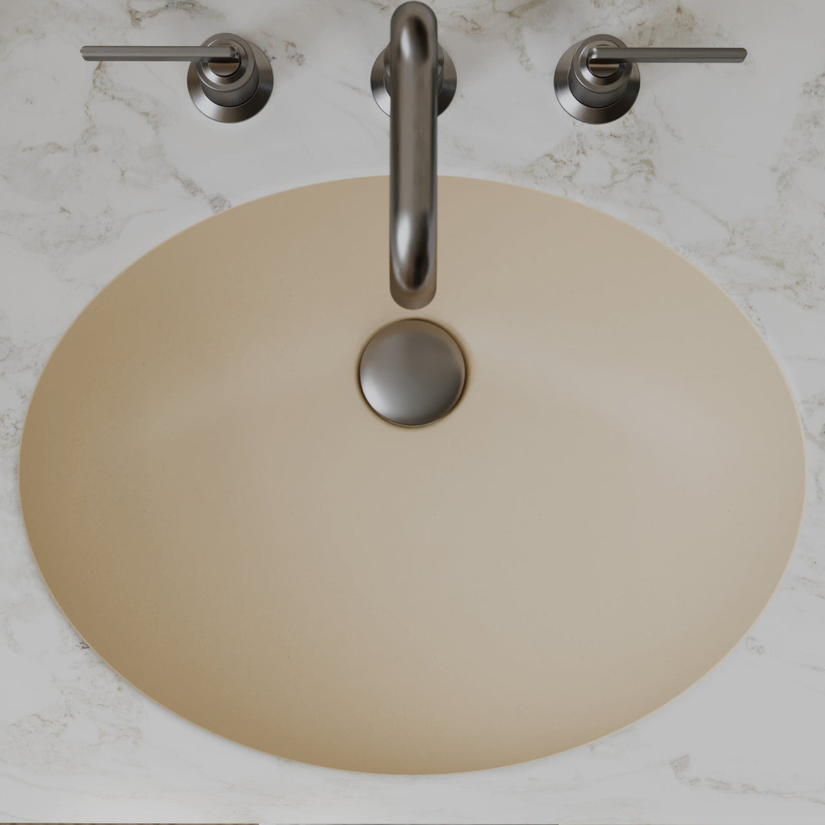 19" Seamless Undermount Quartz Composite Bathroom Sink In Bisque
