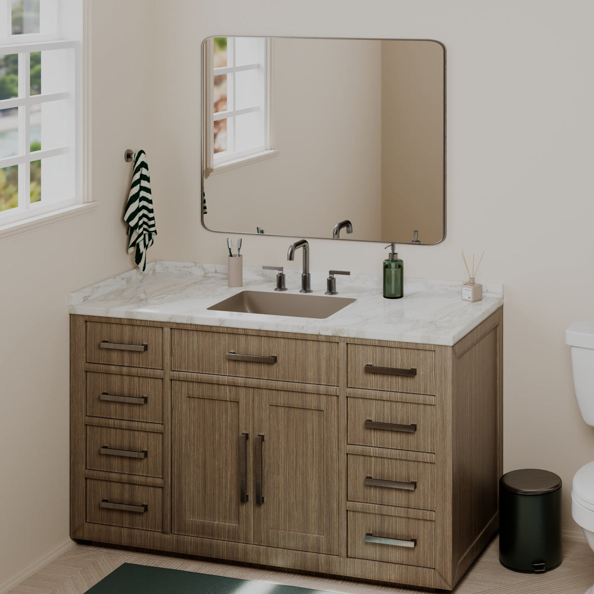 20" Seamless Undermount Quartz Composite Bathroom Sink In Concrete