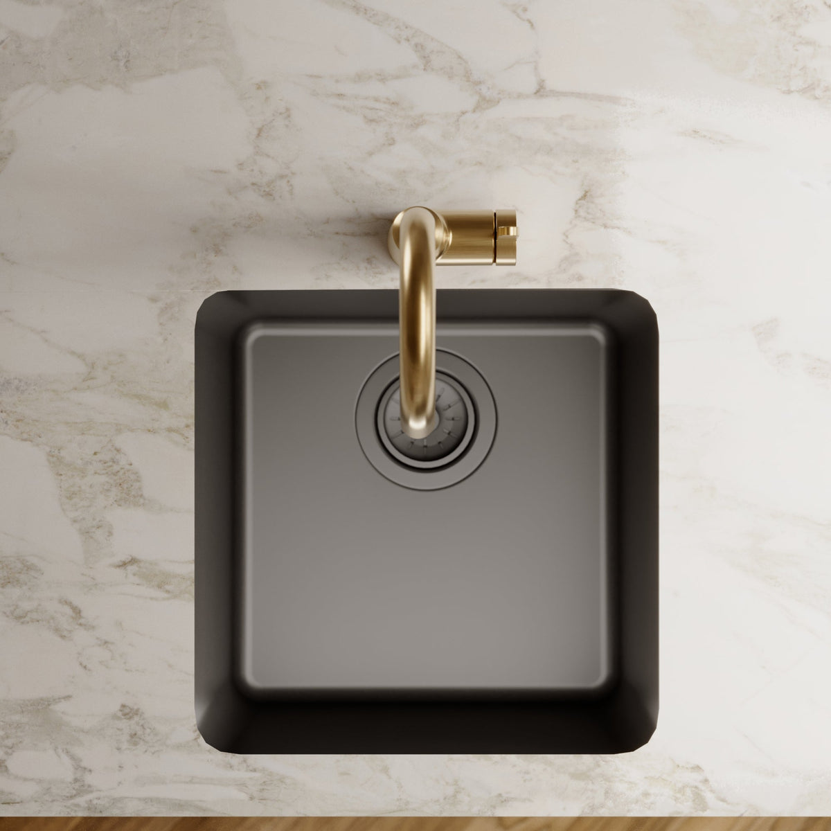 16-5/8" Seamless Undermount Quartz Composite Bar/Prep Sink In Black