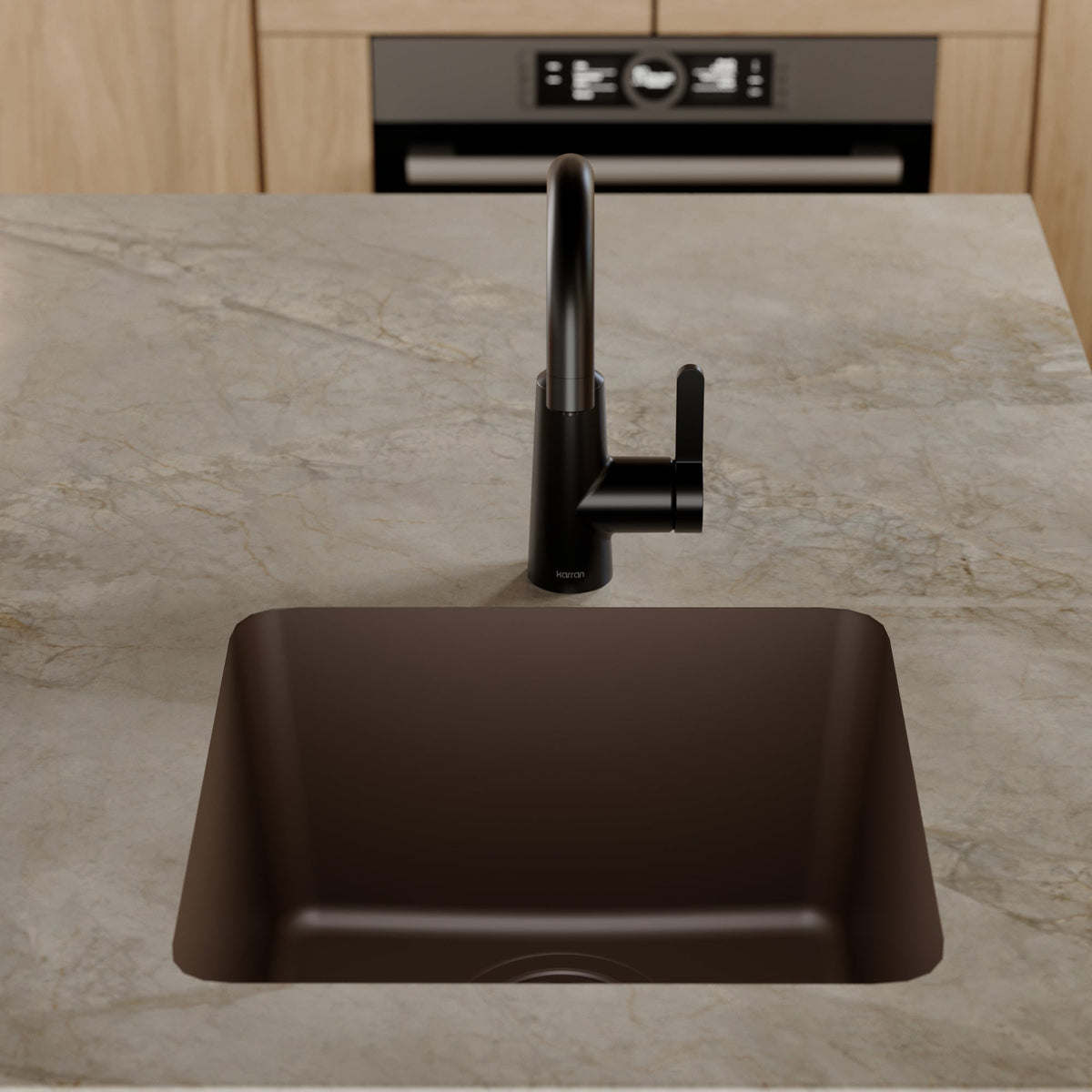16-5/8" Seamless Undermount Quartz Composite Bar/Prep Sink In Brown