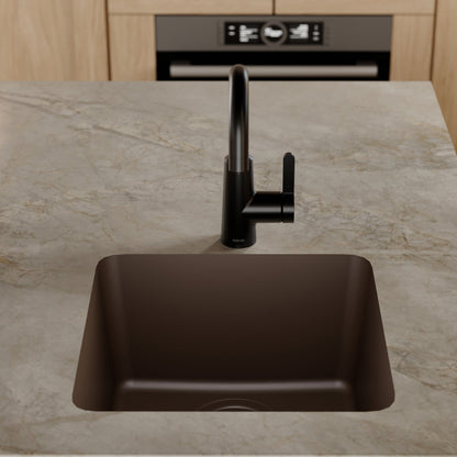16-5/8" Seamless Undermount Quartz Composite Bar/Prep Sink In Brown