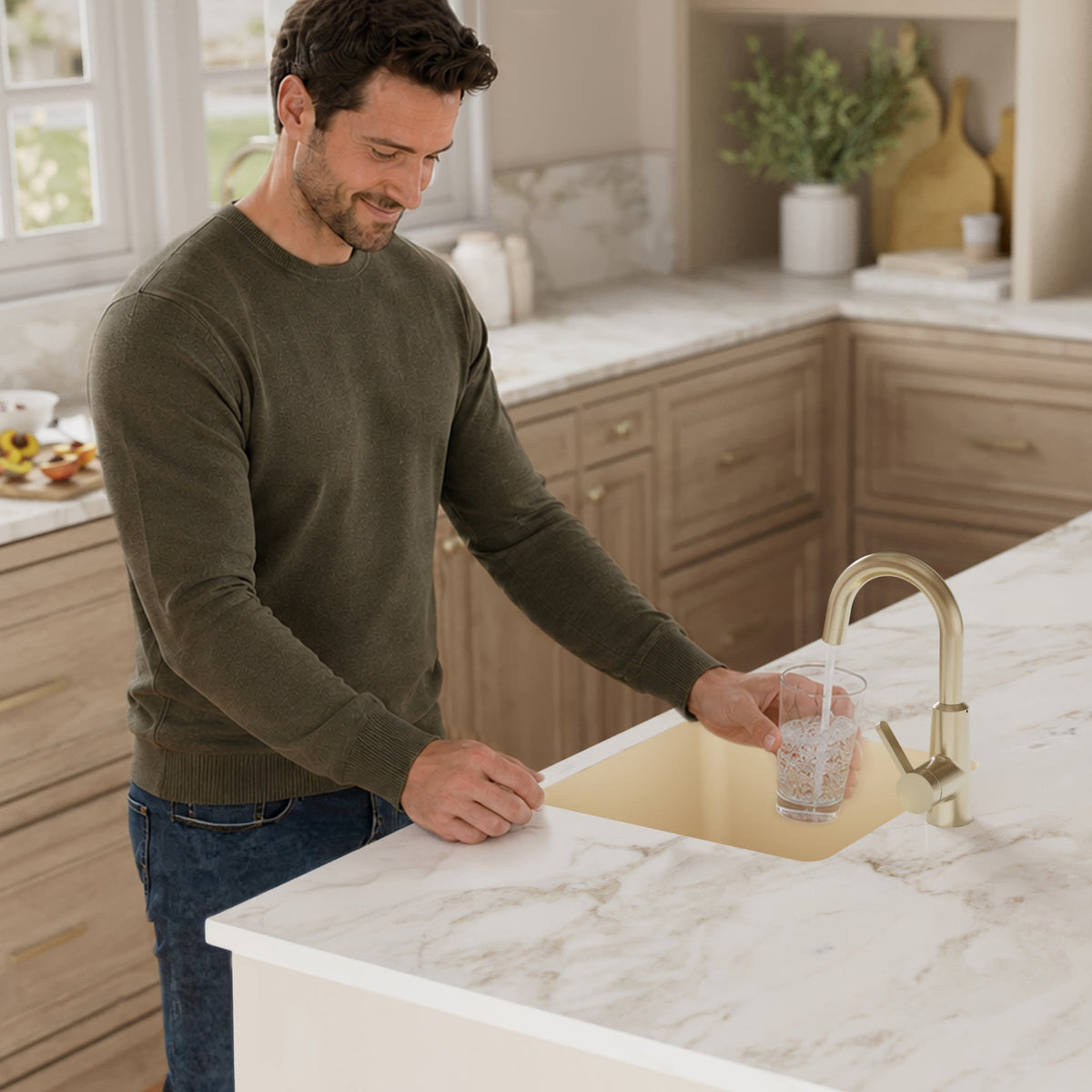 16-5/8" Seamless Undermount Quartz Composite Bar/Prep Sink In Bisque