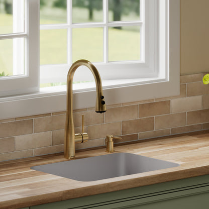 24-1/8" Seamless Undermount Single Bowl Quartz Composite Kitchen Sink In Grey