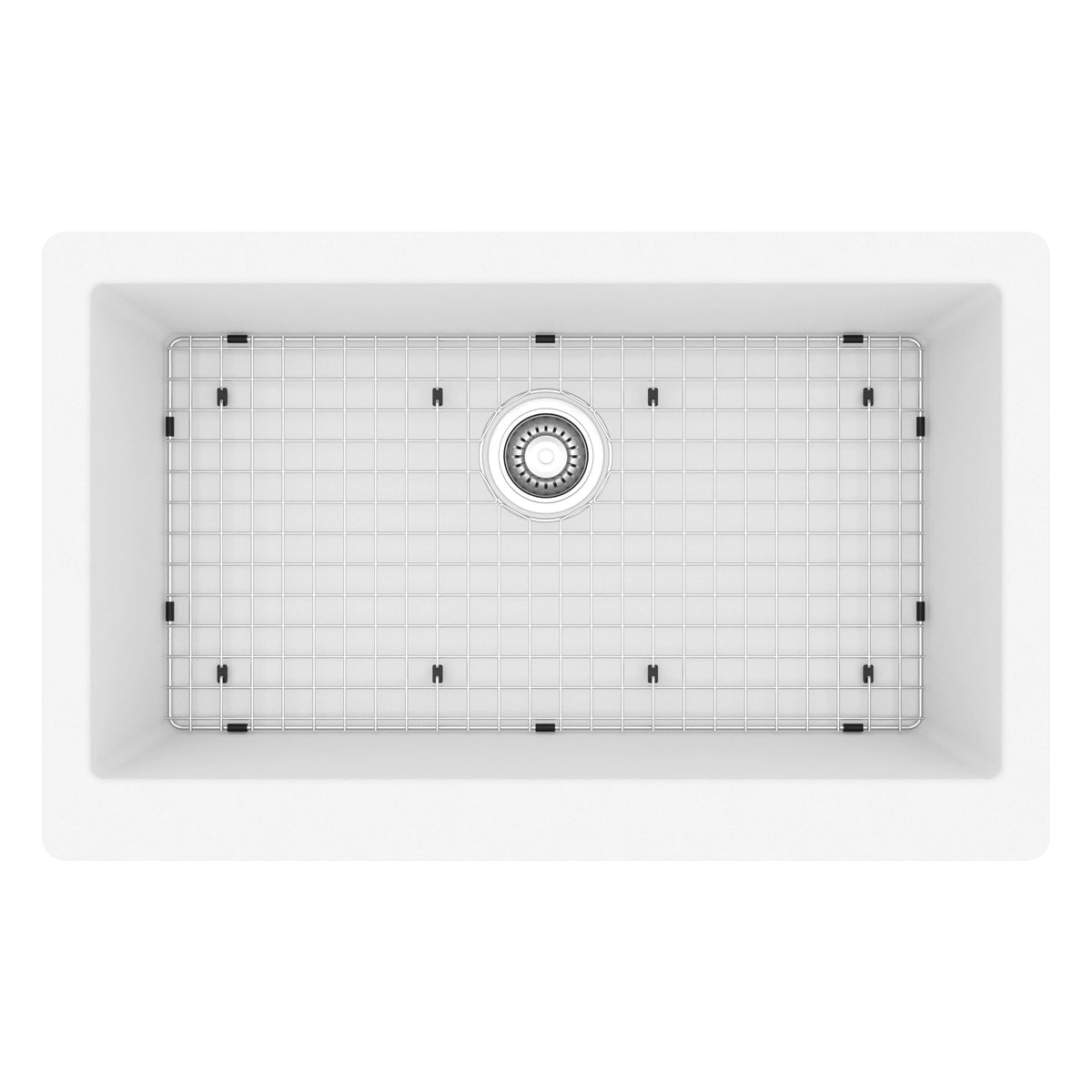 34" Farmhouse Large Single Bowl Quartz Composite Kitchen Sink Kit In White