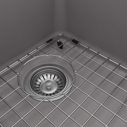 33" Top Mount Double Offset Bowl Quartz Composite Kitchen Sink Kit In Grey
