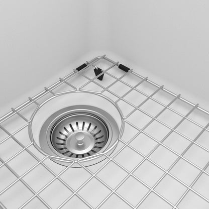 33" Top Mount Double Offset Bowl Quartz Composite Kitchen Sink Kit In White