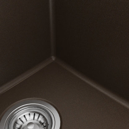 33" Top Mount Double Equal Bowl Quartz Composite Kitchen Sink Kit In Brown