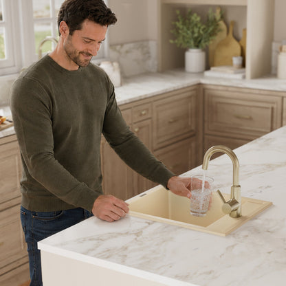 15-3/4" Top Mount Quartz Composite Bar/Prep Sink In Bisque