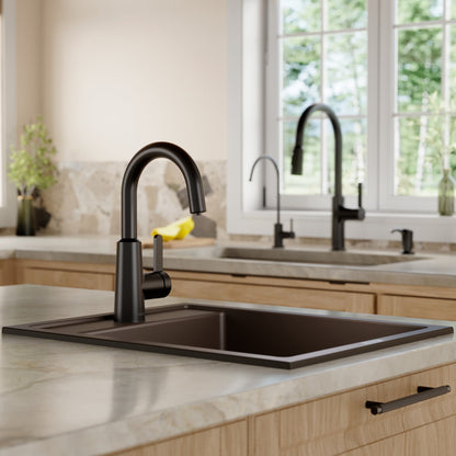 15-3/4" Top Mount Quartz Composite Bar/Prep Sink In Brown