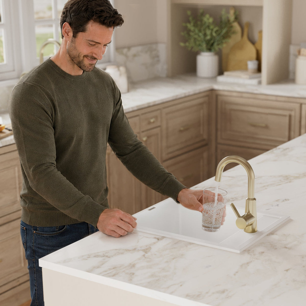 15-3/4" Top Mount Quartz Composite Bar/Prep Sink In White