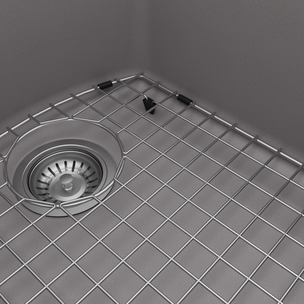 32-1/4" Undermount Double Offset Bowl Quartz Composite Kitchen Sink Kit In Grey