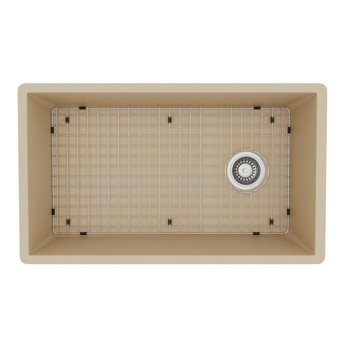 31-5/8" Undermount Large Single Bowl Quartz Composite Kitchen Sink Kit In Bisque