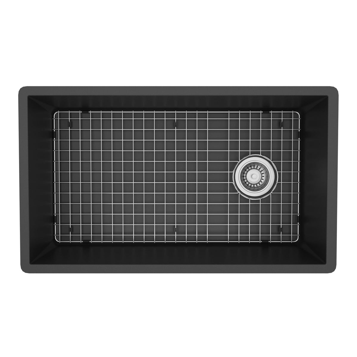 31-5/8" Undermount Large Single Bowl Quartz Composite Kitchen Sink Kit In Black