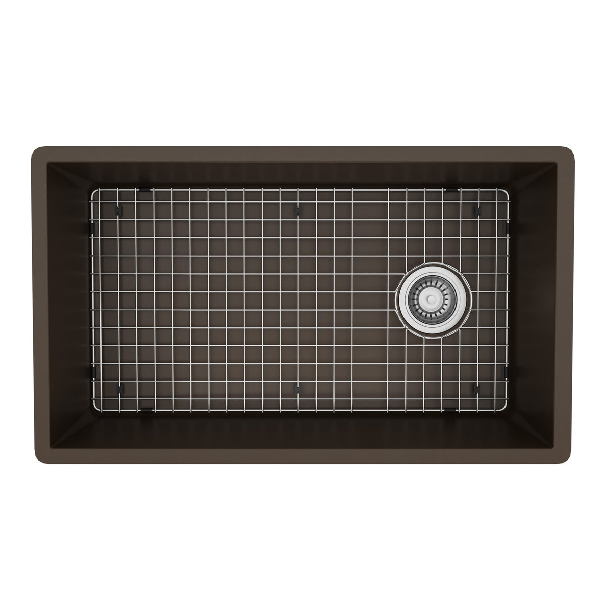 31-5/8" Undermount Large Single Bowl Quartz Composite Kitchen Sink Kit In Brown