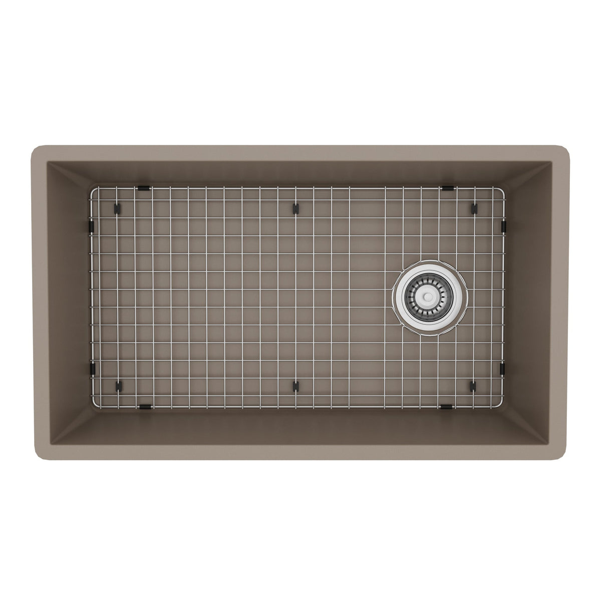 31-5/8" Undermount Large Single Bowl Quartz Composite Kitchen Sink Kit In Concrete