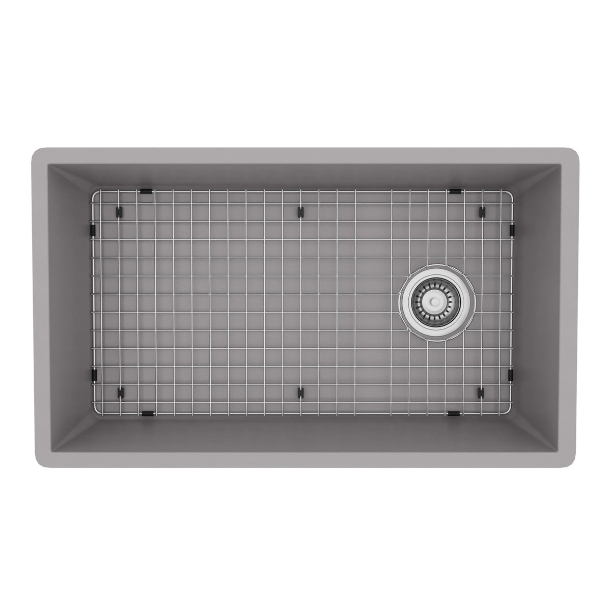31-5/8" Undermount Large Single Bowl Quartz Composite Kitchen Sink Kit In Grey