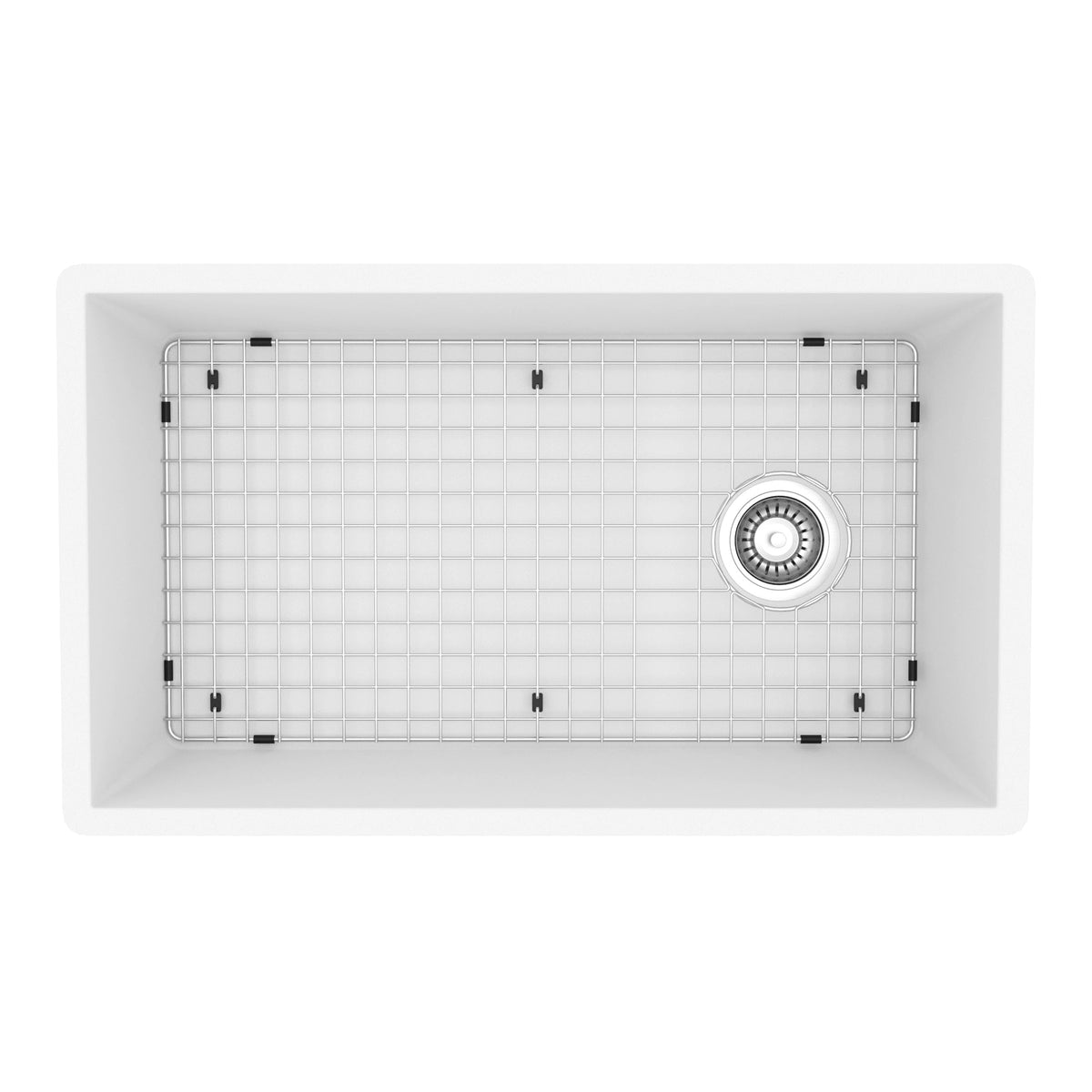 31-5/8" Undermount Large Single Bowl Quartz Composite Kitchen Sink Kit In White