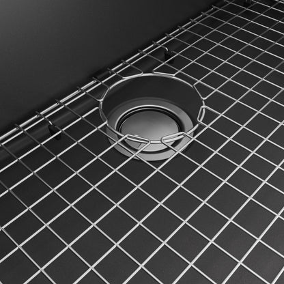 32" Undermount Large Single Bowl Quartz Composite Workstation Kitchen Sink In Black
