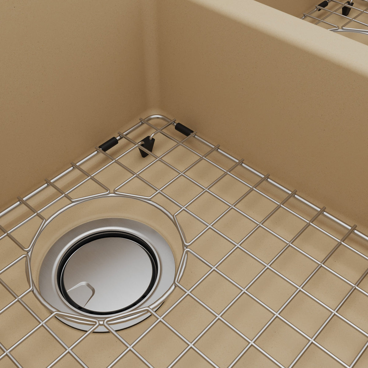 32-1/2" Undermount Double Equal Bowl Quartz Composite Workstation Kitchen Sink In Bisque