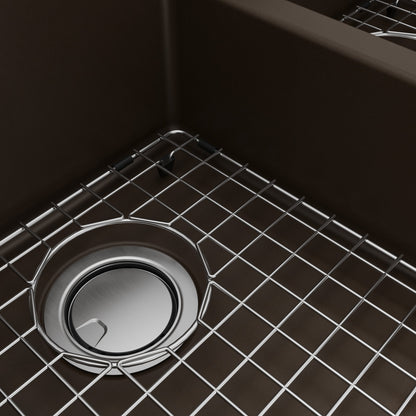 32-1/2" Undermount Double Equal Bowl Quartz Composite Workstation Kitchen Sink In Brown
