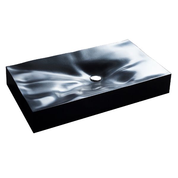 32-1/8" Vessel Quartz Composite Bathroom Sink In Black