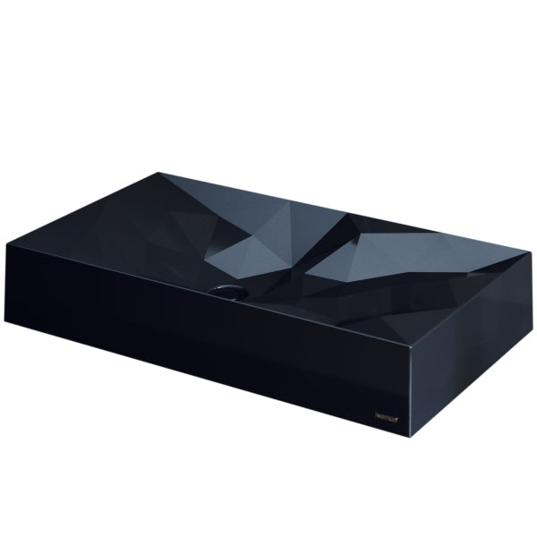 28-1/8" Vessel Quartz Composite Bathroom Sink In Black