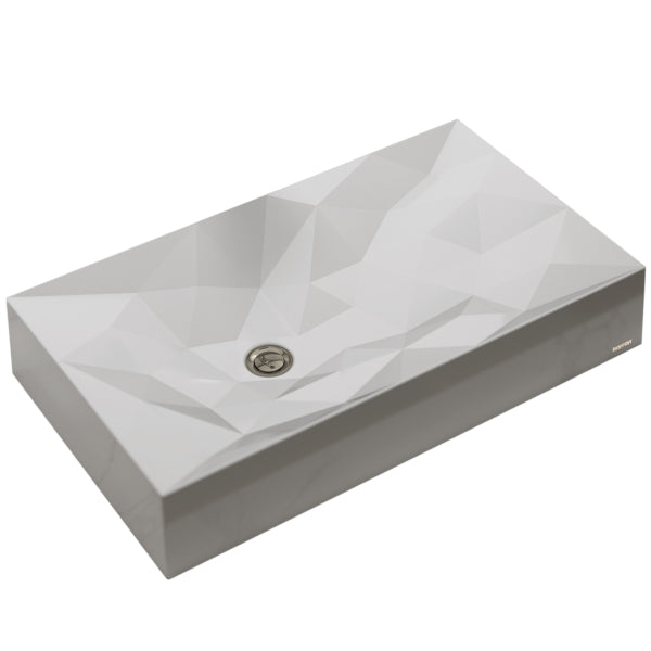 28-1/8" Vessel Quartz Composite Bathroom Sink In Grey