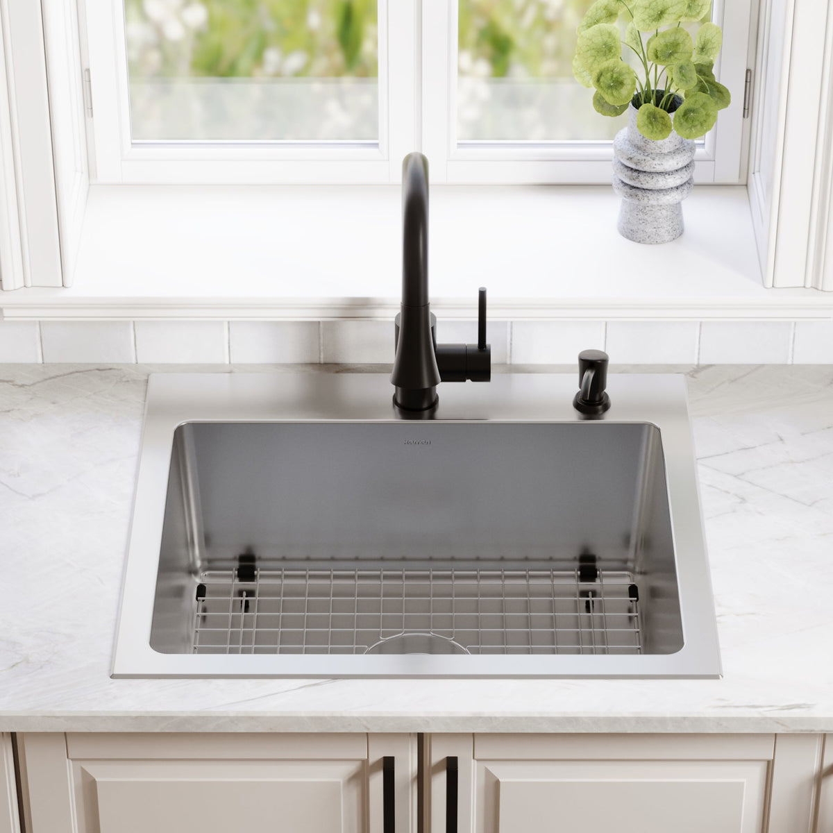 Lansen 25" Top Mount 18 Gauge Single Bowl Stainless Steel Sink with Accessories
