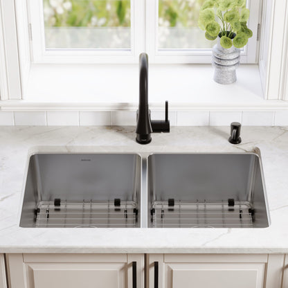 Lansen 32" Undermount 18 Gauge Double Equal Bowl Stainless Steel Sink with Accessories