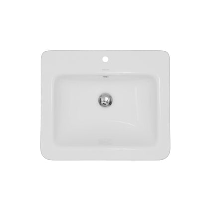 Valera 21" Rectangular Top Mount Vitreous China Bathroom Sink In White
