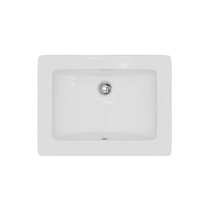 Valera 23" Rectangular Top Mount Vitreous China Bathroom Sink In White