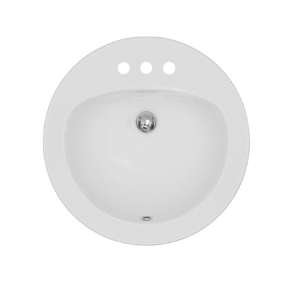 Valera 20" Circular Top Mount Vitreous China Bathroom Sink In White