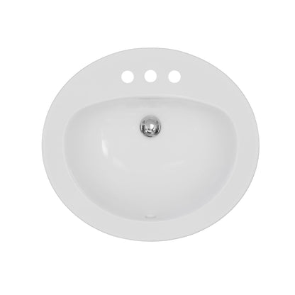 Valera 21" Oval Top Mount Vitreous China Bathroom Sink In White