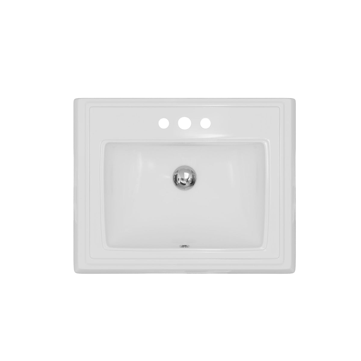 Valera 23" Rectangular Top Mount Vitreous China Bathroom Sink In White
