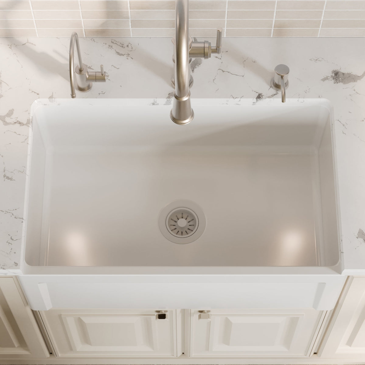 Fireclay 30" Reversible Apron Front Single Bowl Kitchen Sink In White
